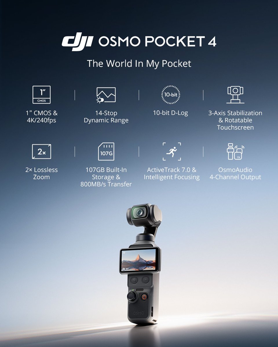 Official DJI image of standard Osmo Pocket 4 (context: Pro discussions reference comparisons).